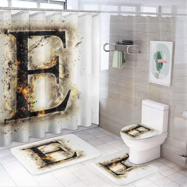Blaze Hot Fire E Sign on a shower curtain