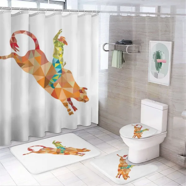 Geometric Fractal Cowboy Bull on a shower curtain