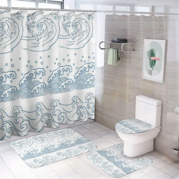 Japanese Kanagawa Wave on a shower curtain