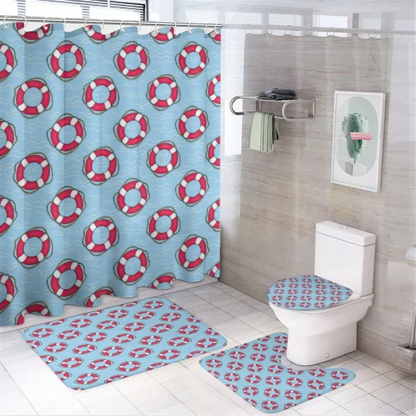 Lifebuoys in Ocean on a shower curtain