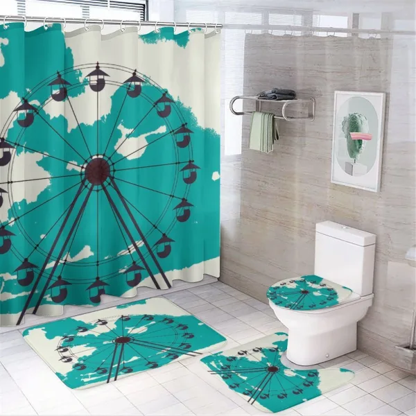 Ride on Grunge Map Art on a shower curtain