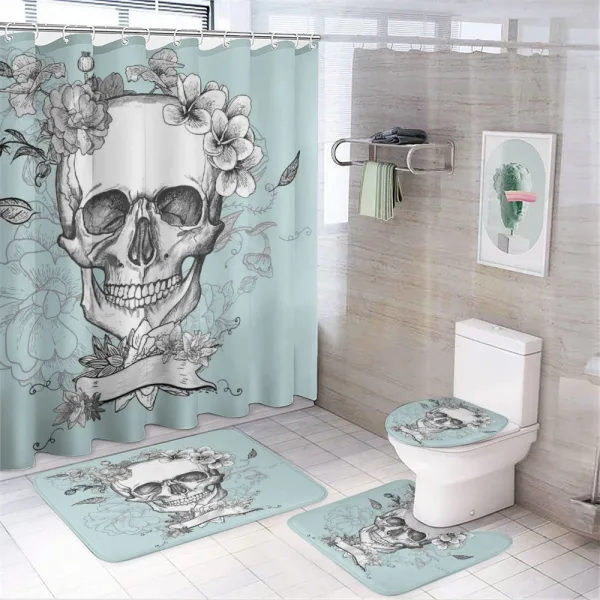 Skull and Flowers on a shower curtain