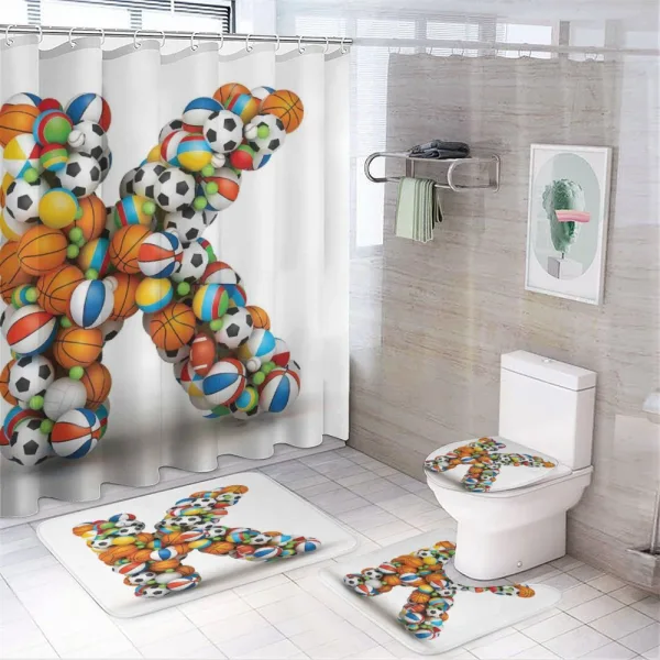 Sports Gaming Balls on a shower curtain