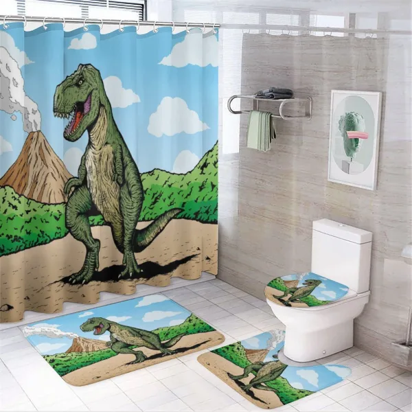 T-Rex Active Volcano on a shower curtain