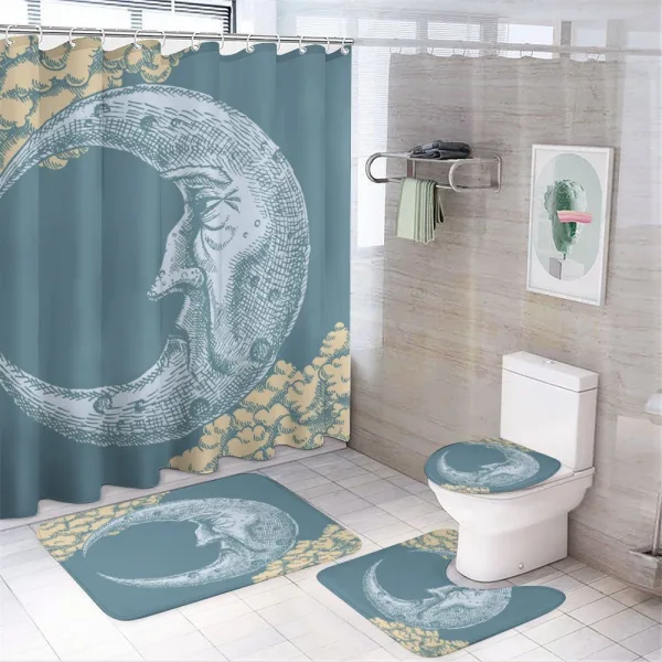 Vintage Crescent Moon on a shower curtain