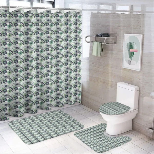 Vintage Flowers Polka Dots on a shower curtain