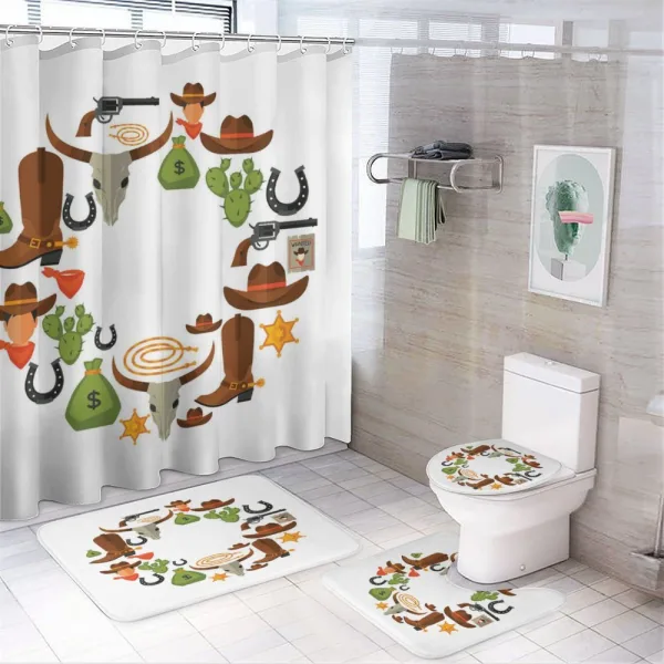 Vintage Wild West and Cowboy on a shower curtain