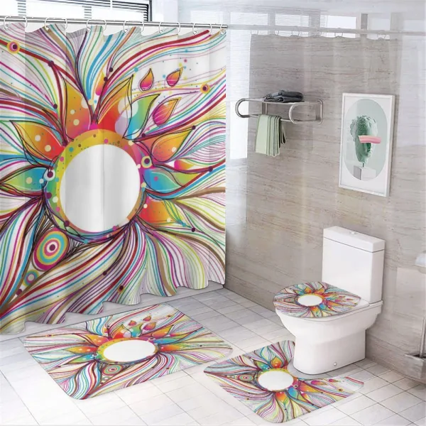 Wavy Flowers Blossoms on a shower curtain