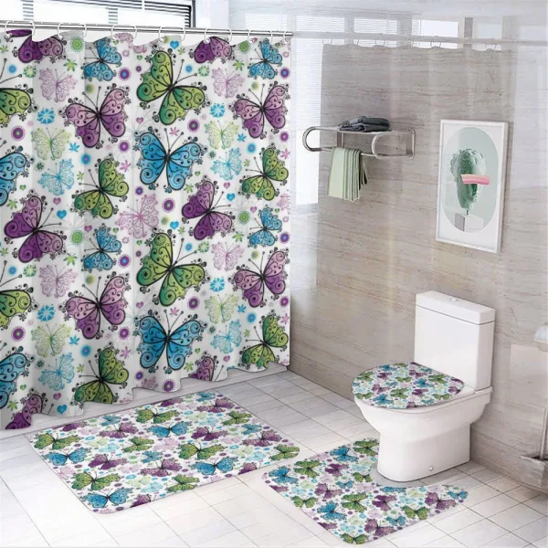 Wings Hearts and Dots on a shower curtain