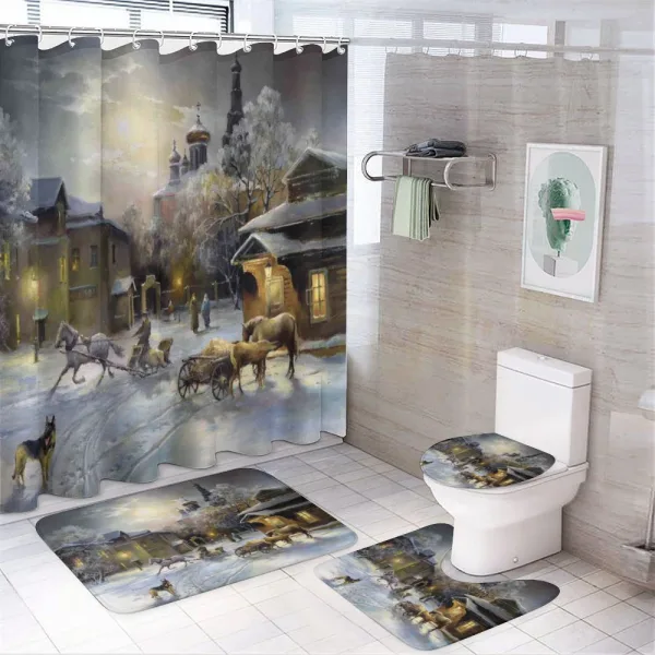 Winter Rural Landscape on a shower curtain