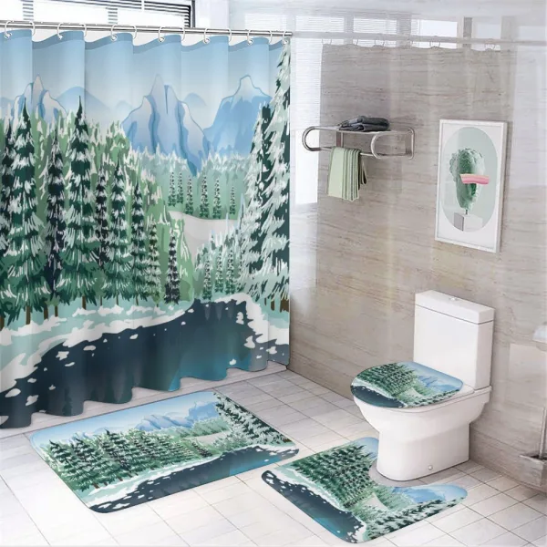 Winter Season Trees on a shower curtain