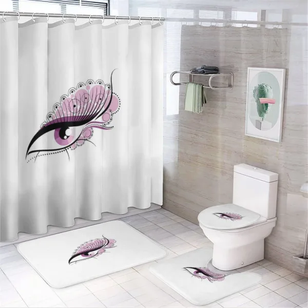 Abstract Pink Circles on a shower curtain