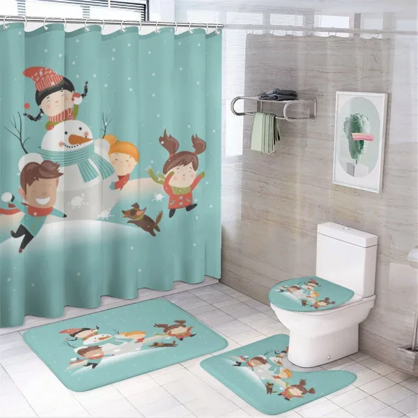 Cartoon of Kids Having Fun on a shower curtain