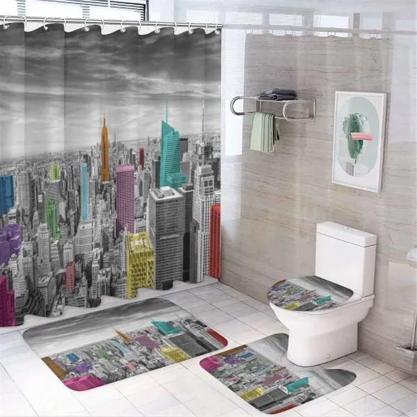 Cityscape Architecture on a shower curtain