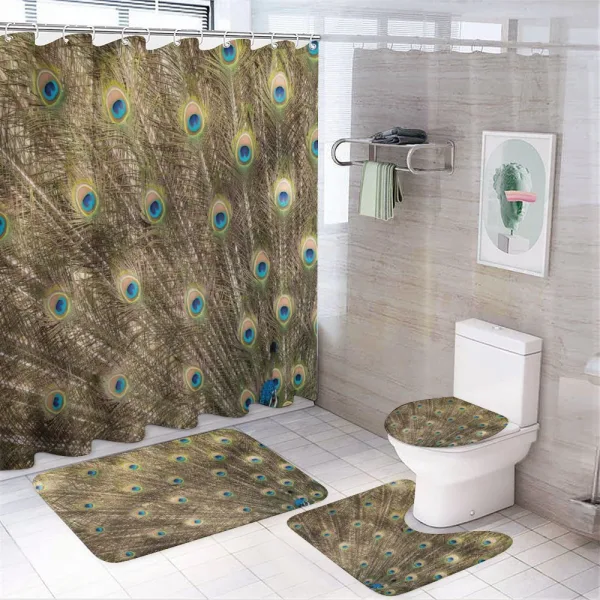 Close up Layout of a Tail on a shower curtain