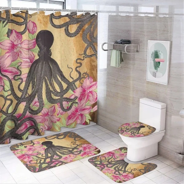 Kraken Roses Leaves on a shower curtain