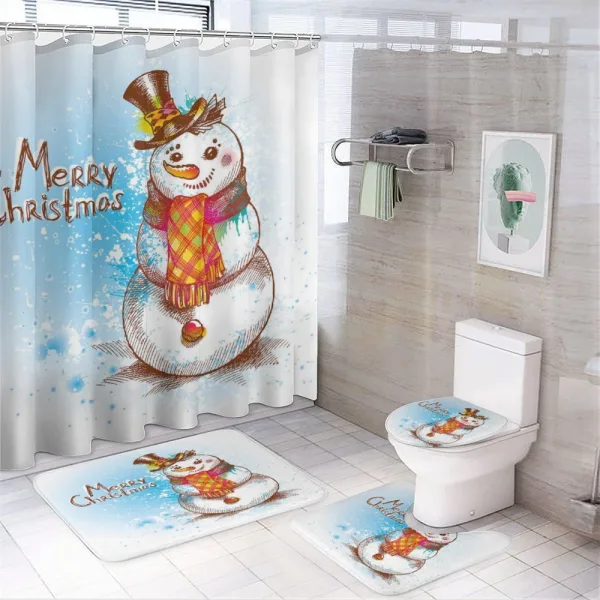 Merry Xmas Wish Sketch on a shower curtain