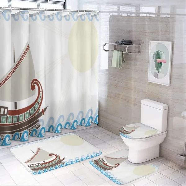 Ornate Greek Ship on a shower curtain