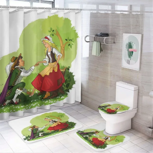 Prince Glass Shoe Girl on a shower curtain