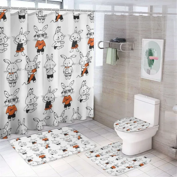 Retro Bunny Rabbits on a shower curtain