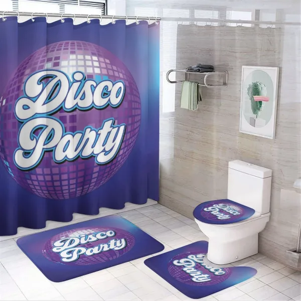 Retro Letter Disco Ball on a shower curtain