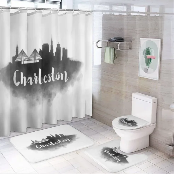 Smoky Style City Skyline on a shower curtain