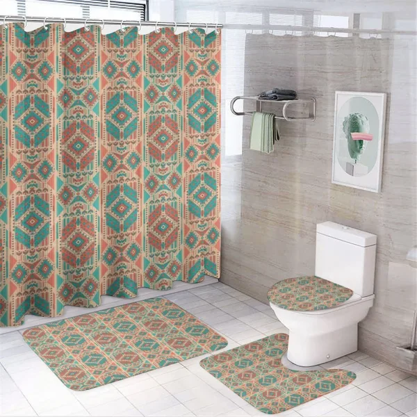 Vintage Geometric Motif on a shower curtain