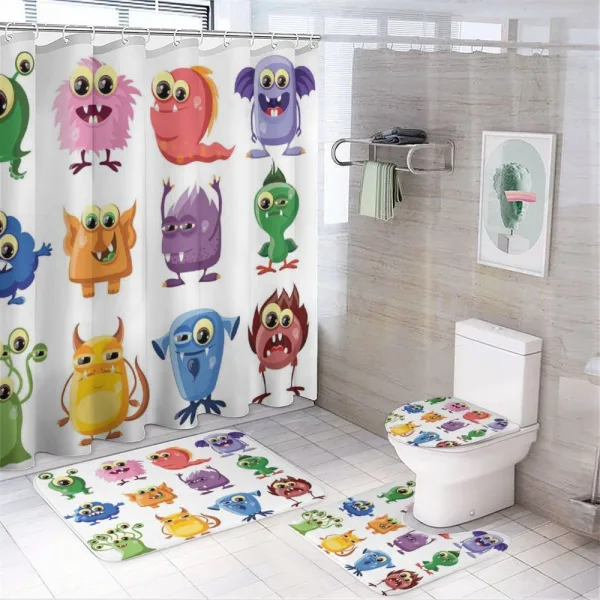 Cartoon Aliens Monsters on a shower curtain