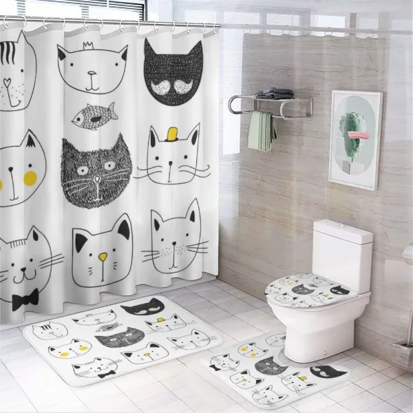 Cats with Fish on a shower curtain