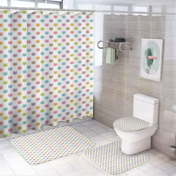 Colorful Faces Kids Nursery on a shower curtain