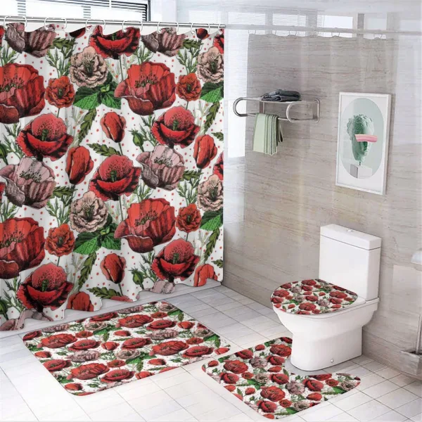 Colorful Petals Polkadots on a shower curtain