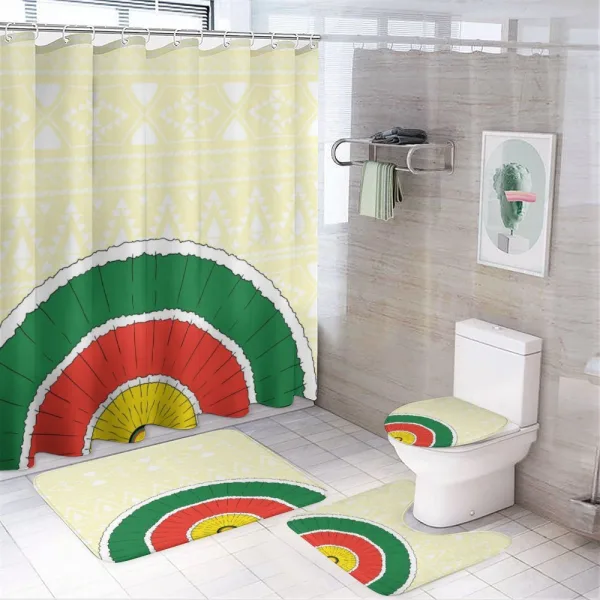 Composition on a shower curtain
