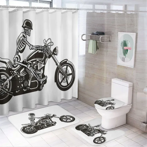 Crazy Halloween Motorbike on a shower curtain