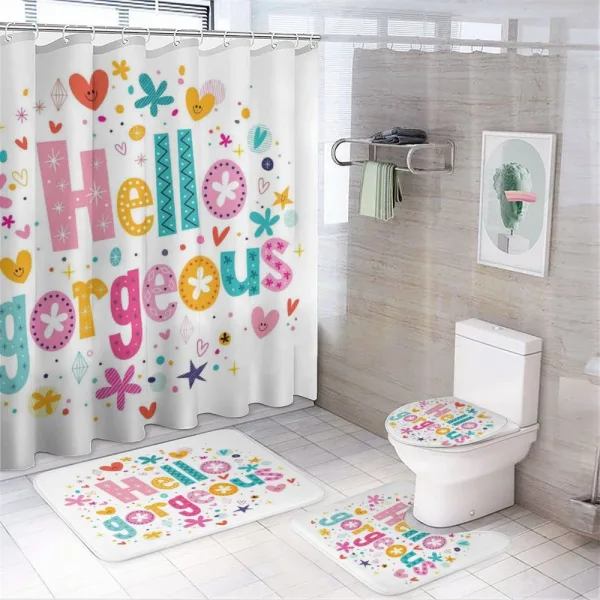 Girl Theme Words on a shower curtain