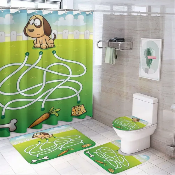 Hungry Puppy on a shower curtain