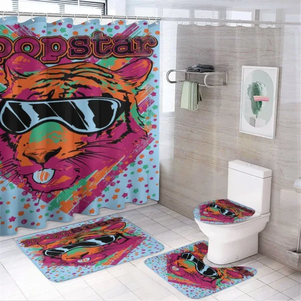 Popstar Lion Art on a shower curtain