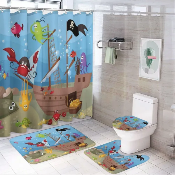 Ship Underwater Animals on a shower curtain