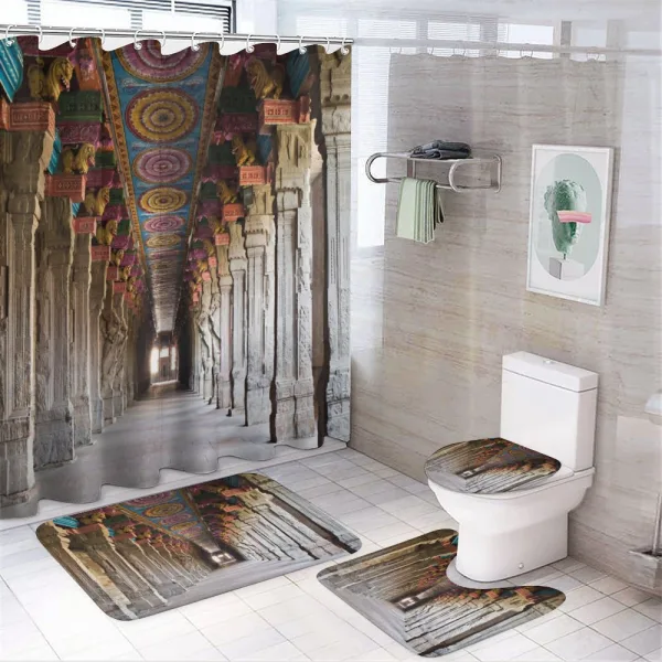 South Asia Old Building on a shower curtain