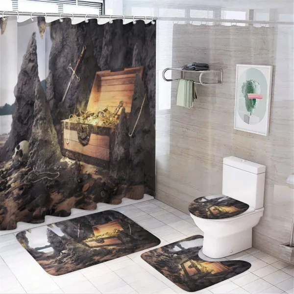 Treasure Chest in Cave on a shower curtain