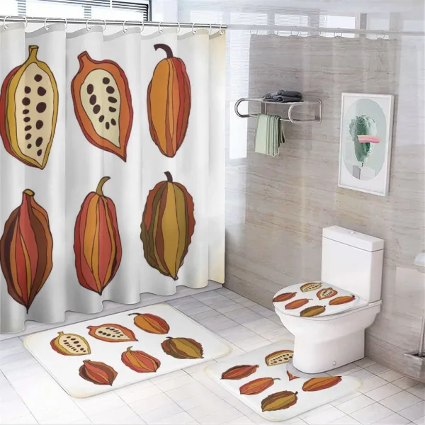 Tropical Fruit Beans Graphic on a shower curtain
