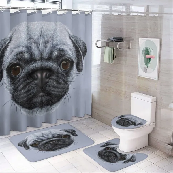 Young Puppy Giant Eyes on a shower curtain