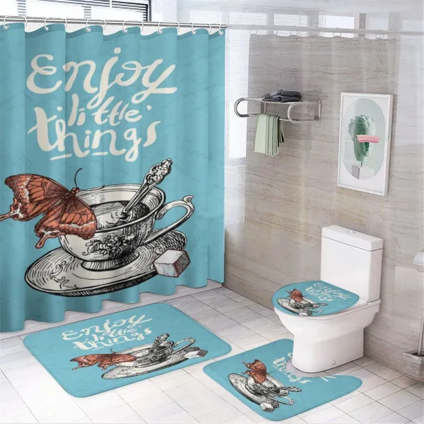 Antique Tea Cup Sketch on a shower curtain