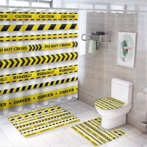 Caution Tapes Pattern on a shower curtain