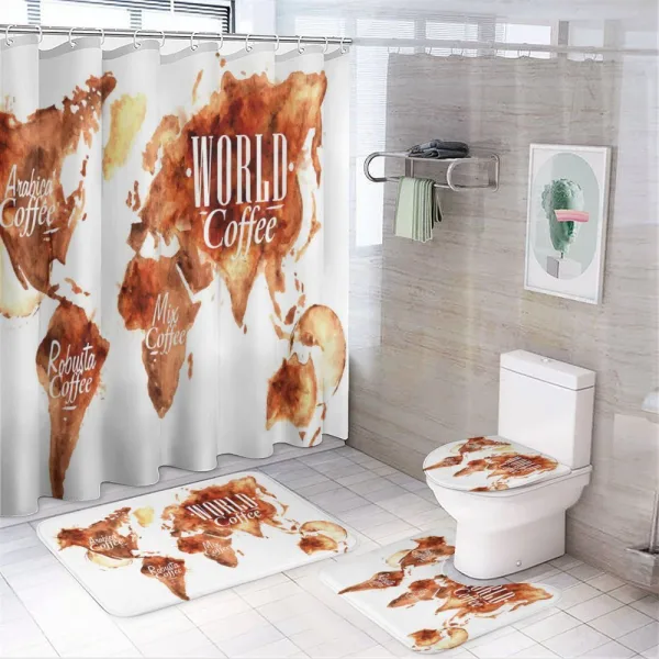 Continents World Map on a shower curtain