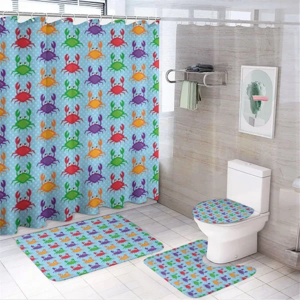 Crabs on Blue Backdrop on a shower curtain