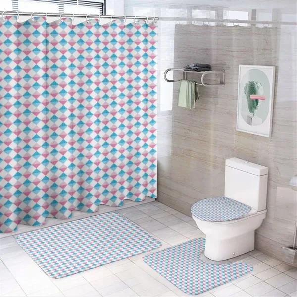 Diagonal Checkered Square on a shower curtain