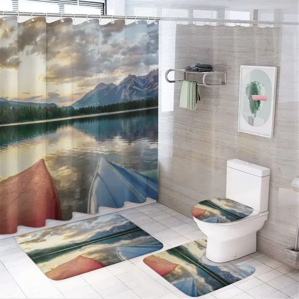 Edith Lake and Old Boats on a shower curtain