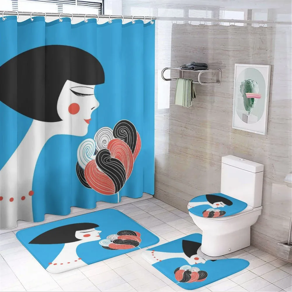 Girl with a Flower on Blue — Your design