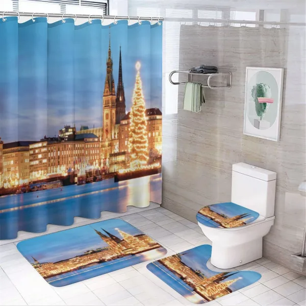 Hamburg Germany Old Town on a shower curtain