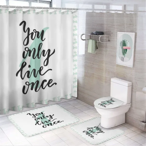 Hand Lettering Calligraphy on a shower curtain
